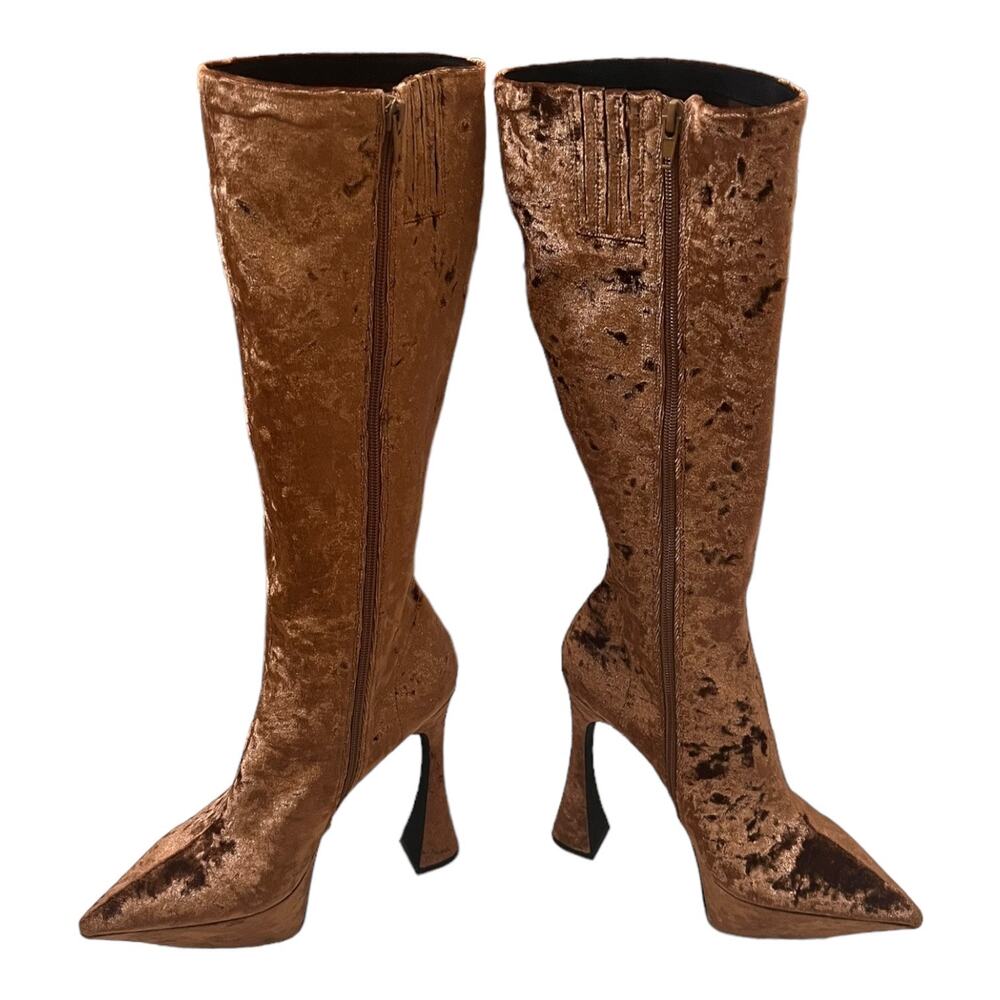 JEFFREY CAMPBELL Shego crushed velvet platform knee high boots NEW size 7.5